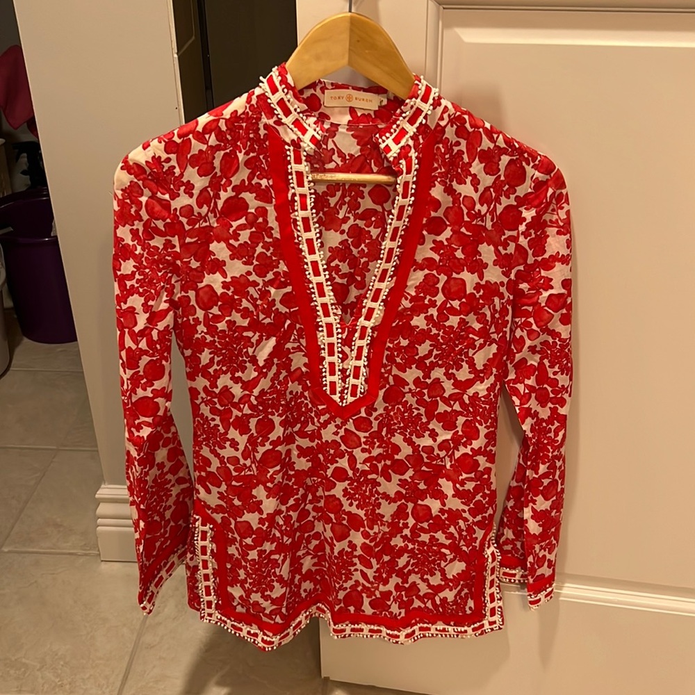 Like new Tory Burch ref floral print shirt long sleeve size 0